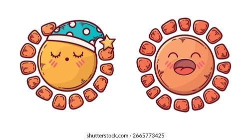 Set sun and moon designs collection