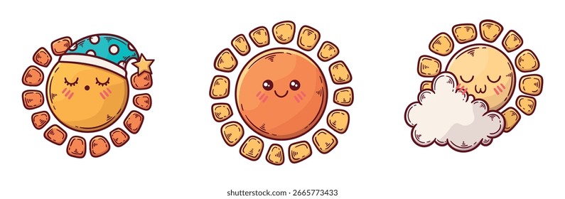 Set sun and moon designs collection