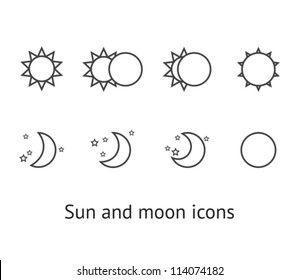 Set Of Sun And Moon Icons