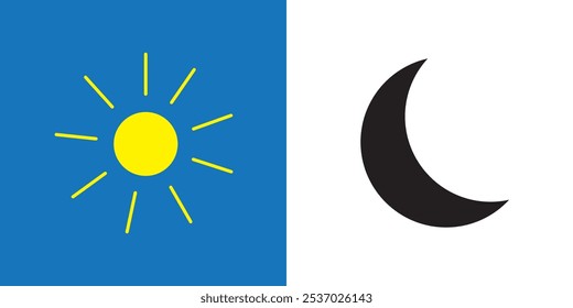 set of sun and moon.Day and night.Sun and moon icon isolated on white background. Day and night illustration.