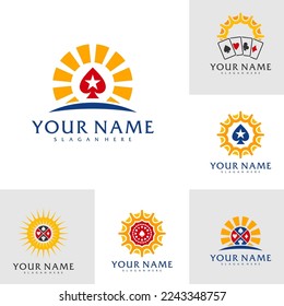Set of Sun Poker logo vector template, Creative Poker logo design concepts