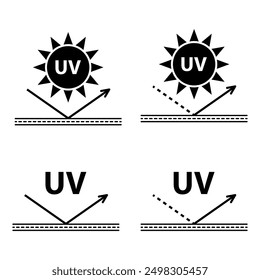 Set of Sun protection factor icon, uv radiation block symbol, sun protect skin vector illustration .