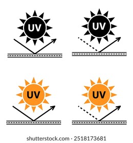 Set of Sun protection factor icon, uv radiation block symbol, sun protect skin vector illustration .