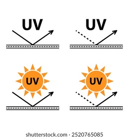 Set of Sun protection factor icon, uv radiation block symbol, sun protect skin vector illustration .