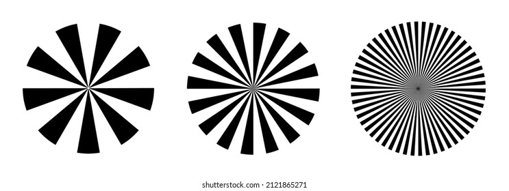 Set of sun rays. Abstract sun shapes isolated on white background
