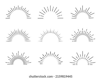 Set of sun rays starburst background. Sunburst icons set for summer element.