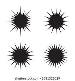Set of sun silhouette on white background