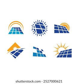 set of sun solar energy logo icon vector template