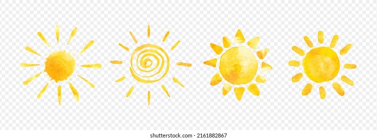 Set of sun spread icon watercolor for document, poster, card design, etc.