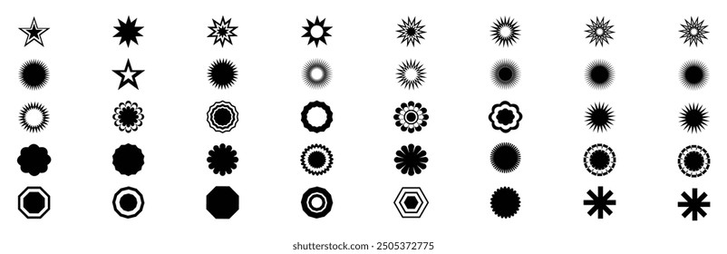 Conjunto de Formas de sol y sol. Diseño plano aislado sol sobre fondo blanco.