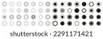 Set of sun and sunburst shapes. Sun icons and sunbeam collection