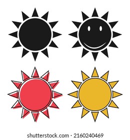 set of Sun or sunshine icon symbol design, travel beach holiday sign, abstarct vector illustration .
