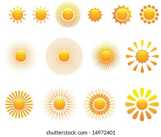 Set of sun. Vector.