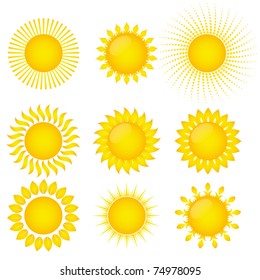 Set of sun vector. Elements for design.