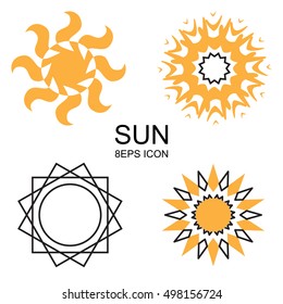 Set of sun vector icon. Star pictograph collection isolated on white.