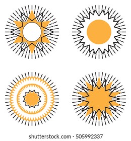 Set of sun vector icon. Star pictograph collection isolated on white.