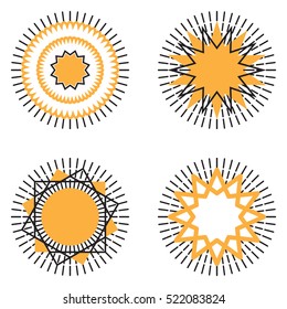 Set of sun vector icon. Star pictograph collection isolated on white.