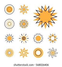 Set of sun vector icon. Star pictograph collection isolated on white.