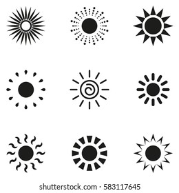 Set of sun vector icon. Star pictograph collection isolated on white.