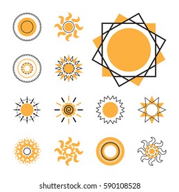 Set of sun vector icon. Star pictograph collection isolated on white.