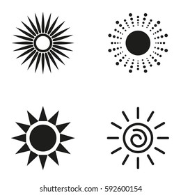 Set of sun vector icon. Star pictograph collection isolated on white.