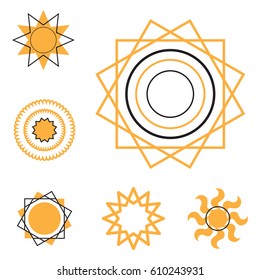 Set of sun vector icon. Star pictograph collection isolated on white.