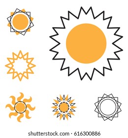 Set of sun vector icon. Star pictograph collection isolated on white.