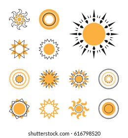 Set of sun vector icon. Star pictograph collection isolated on white.