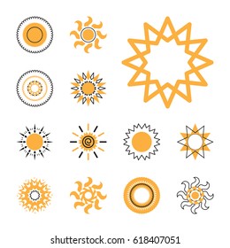 Set of sun vector icon. Star pictograph collection isolated on white.