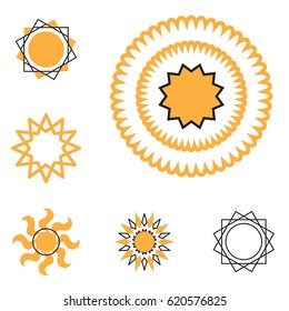 Set of sun vector icon. Star pictograph collection isolated on white.