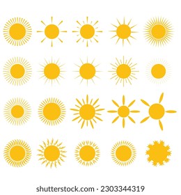 Set of Sun Vector, Icons, sun logo and Sun Rays