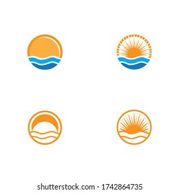 Establecer el diseño de la plantilla de logotipo de la ilustración de Sun Vector