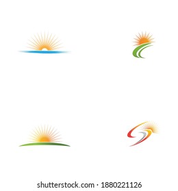 Set Sun Vector illustration Icon Logo Template design
