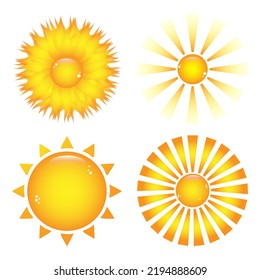 Set of sun vector images with lens flare and gradient