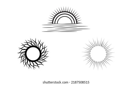 set of sun vector line art logo symbol design, abstract sun bundle illustration design