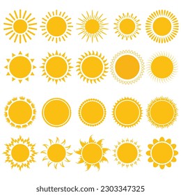 Conjunto de vectores Sun sobre blanco aislado
