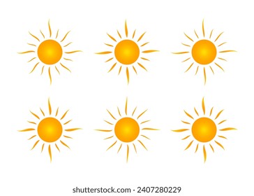 Set of sun yellow sun vector ilustration
