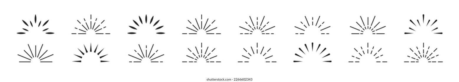 Set of sunberst icons. Sunburst icon collection. Sunbeam. Vector isolated illustration.