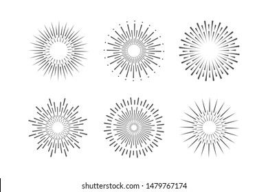 set of sunbrust vintage elements. vector illustrations