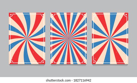 Set sunburst background poster retro vector