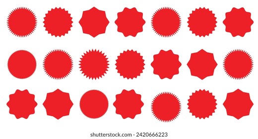 Ponga insignias para la explosión del sol. Juego de starburst vectorial, insignias de arrebato de sol. Sencillas etiquetas vintage de estilo plano, pegatinas. Etiqueta de estrella de colección. Burro de arranque diferente 4 2 1