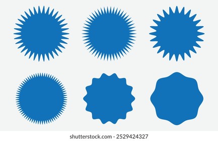 Definir distintivos de explosão solar. Conjunto de selos de estreptococos vetoriais, estreptococos. Simples estilo liso vintage etiquetas, adesivos. Rótulo de estrela da coleção. 