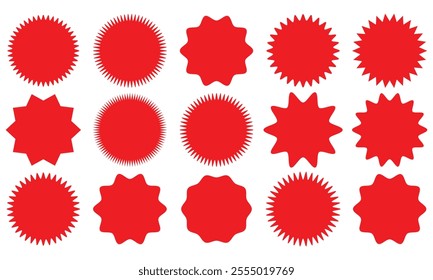 Set sunburst badges. Set of vector starburst, sunburst badges. Simple flat style vintage labels, stickers. Collection star label. Different starburst .