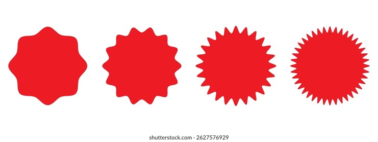 Set sunburst badges. Set of vector starburst, sunburst badges. Simple flat style vintage labels, stickers. Collection star label. Different starburst