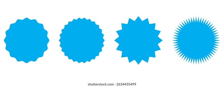 Set sunburst badges. Set of vector starburst, sunburst badges. Simple flat style vintage labels, stickers. Collection star label. Different starburst