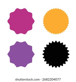 Set sunburst badges. Set of vector starburst, sunburst badges. Simple flat style vintage labels, stickers. Collection star label. Different starburst .
