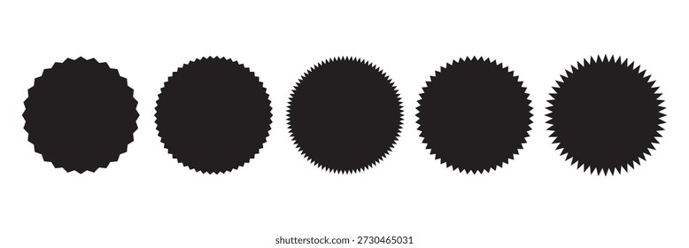 Setzen Sie Sonnenaufgangsabzeichen. Set von Vektorstarburst, Sunburst-Abzeichen. Einfache flache Stil Vintage-Etiketten, Aufkleber. Sternetikett der Sammlung. Verschiedene Sternzeichen
