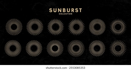 set of sunburst collection element vector design