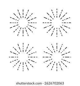 Set of sunburst design element flat style vector illustration on white background.