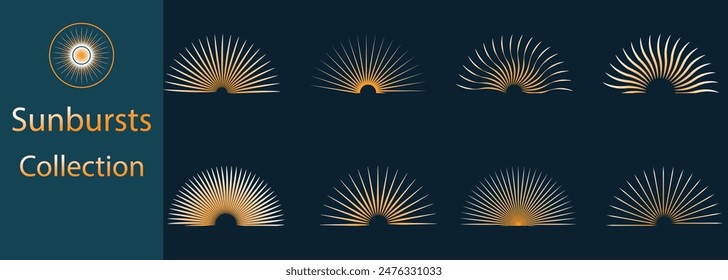 Set of sunburst design element, Set of rays, beams element. Sunburst, starburst shape. Set of elements,  Vintage sun burst frames and design elements,  Beams, rays, starburst, sunburst element, Vector